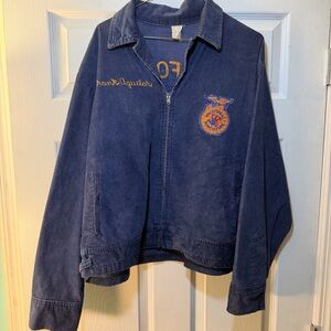 Vintage FFA Dos Palos California Blue Corduroy Jacket Future Farmer USA size 48
